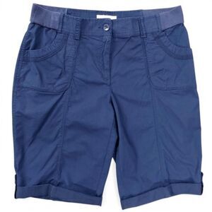 Chico’s Blue Bermuda Shorts Size 2.5 Cotton Stretch Roll Tab Casual Mid Rise